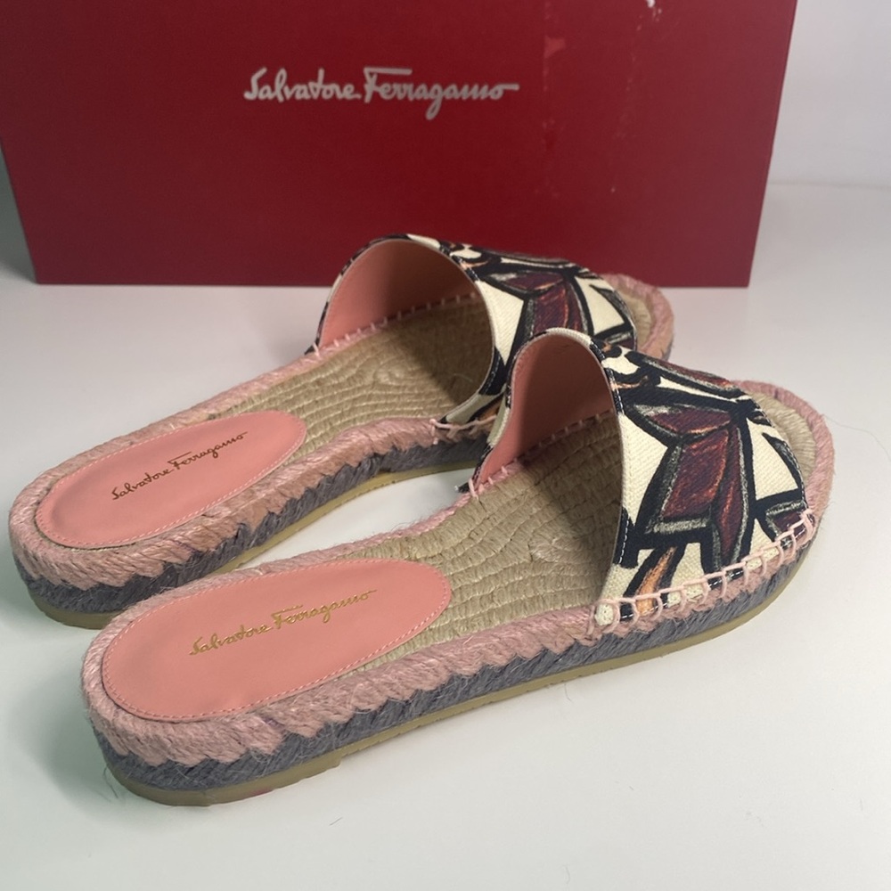 New Authentic FERRAGAMO Cabrera Espadrille Slide Sandal (Women) - Picture 14 of 16